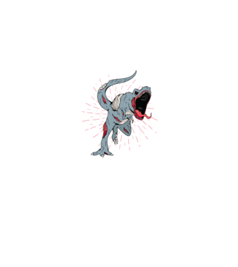 T-rex Zombie model gri pe tricou