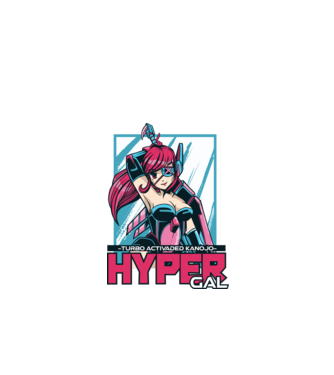 Hyper Gal - Fată Anime model negru pe tricou