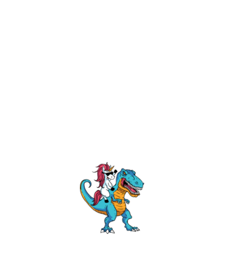 Unicorn cu dinozaur tricou amuzant model alb pe tricou