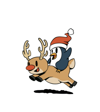 pinguin reindeer cristmas model alb pe tricou
