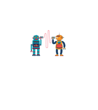 Walkie Talkie Robot model alb pe tricou