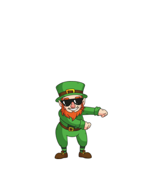Leprechaun Floss DAB model alb pe tricou