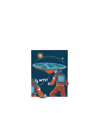 Astronaut Pământ plat model negru pe tricou