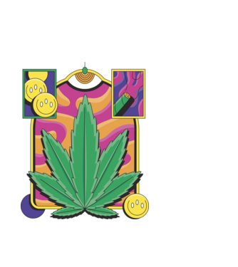 Hippy Cannabis model alb pe tricou