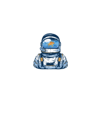 Peștișor auriu Astronaut model negru pe tricou