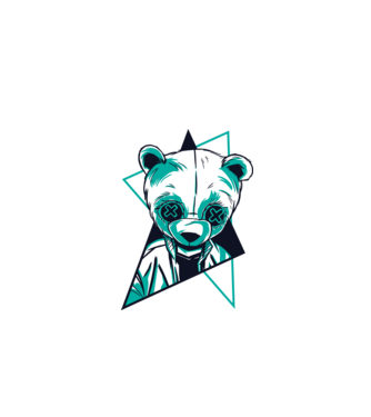 Panda Neon model alb pe tricou