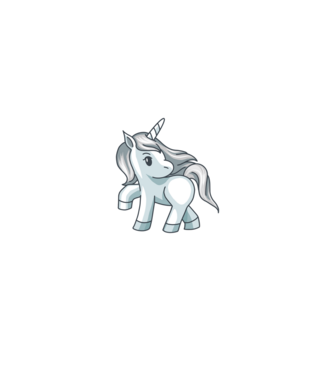 Unicorn de argint model negru pe tricou