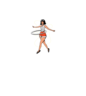 Cerc hula-hoop model albastru închis pe tricou