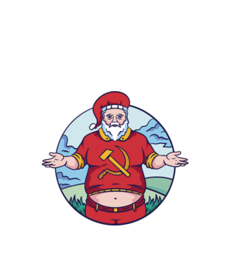 Moș Crăciun comunist model alb pe tricou