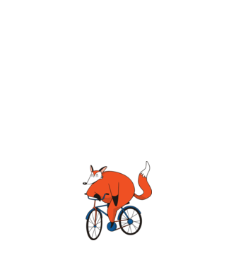Vulpe cu bicicletă model alb pe tricou