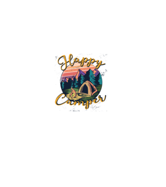 Happy Camper tricou camping model gri pe tricou