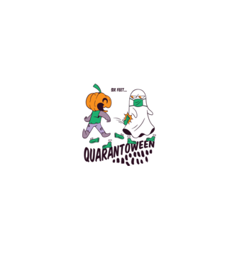 Quarantoween model alb/roșu pe tricou
