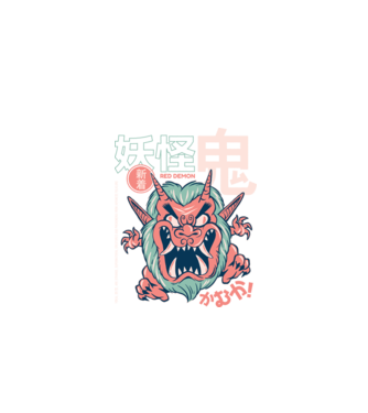 Oni Yokai Anime model negru pe tricou