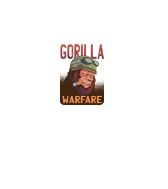 Gorilla Warfare model alb pe tricou