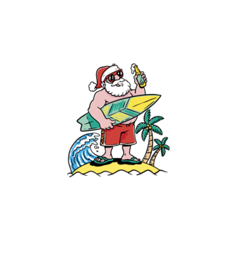 Santa Claus Summer model alb pe tricou