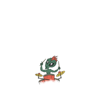Alien baterist model negru pe tricou