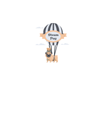 Steampug - mops model gri pe tricou