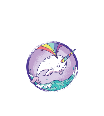 Unicorn drăguț Balenă - Narval model alb pe tricou