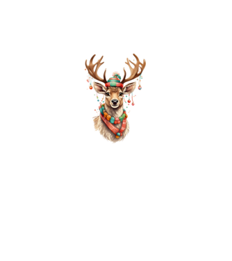 Festive Reindeer model alb pe tricou