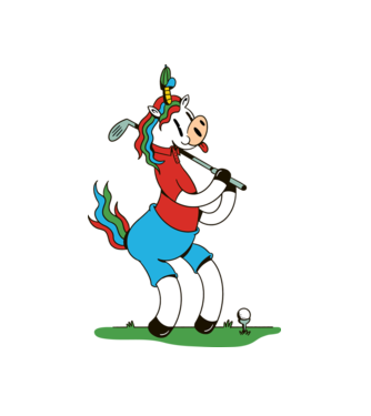 Unicorn jucător de golf model alb pe tricou