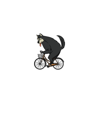 Lup pe bicicletă model alb pe tricou