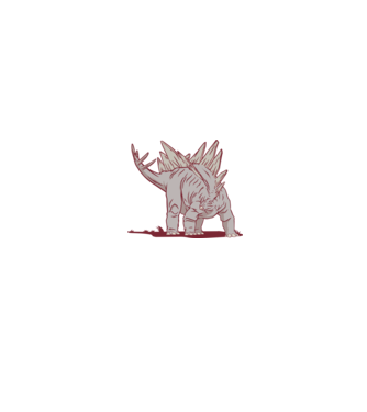 Stegosaurus dinozaur model gri pe tricou