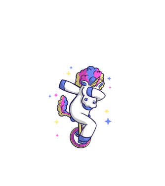Unicorn pe monociclu model negru pe tricou