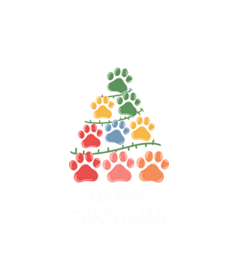 Merry Christmas Paws Negru model alb pe tricou
