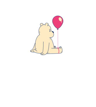 Teddy Drăguț cu Balon model roz deschis pe tricou