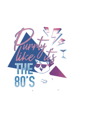 'Purrty Like it''s the 80''s' model negru pe tricou