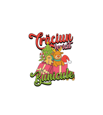 CRĂCIUN FERICIT BUNICULE model negru pe tricou