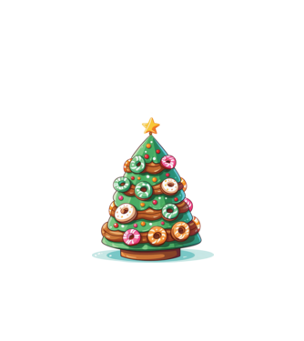 Doughnut pom de Crăciun model alb pe tricou