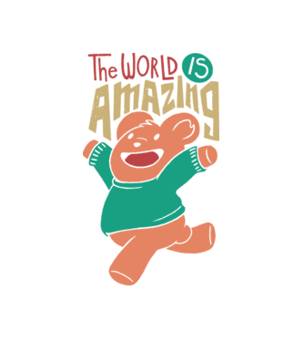 The world is amazing ursuleț Teddy model alb pe tricou