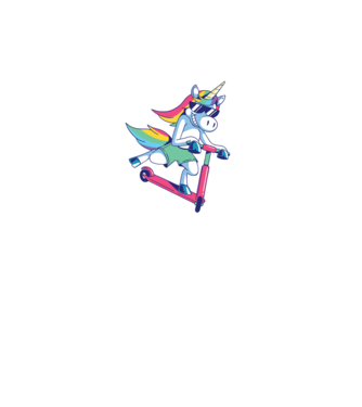 Unicorn cu trotinetă tricou amuzant model turcoaz pe tricou
