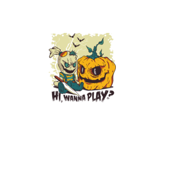 Vrei să te joci? Halloween model turcoaz pe tricou
