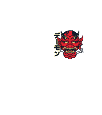 Mască demon chinez model galben neon pe tricou
