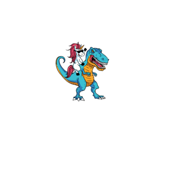 Unicorn cu dinozaur tricou amuzant model negru pe tricou