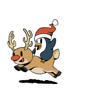 pinguin reindeer cristmas model negru pe tricou