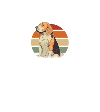 Beagle Retro Sunset model negru pe tricou