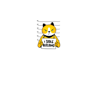 Pisică hoață Bitcoin model alb pe tricou