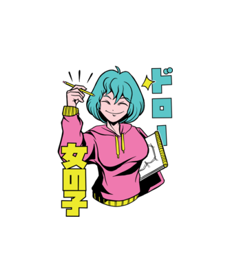 Anime fată desenând model alb pe tricou
