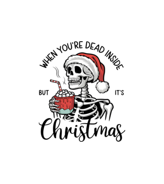 Dead inside, but it's christmas Alb model nisipiu pe tricou