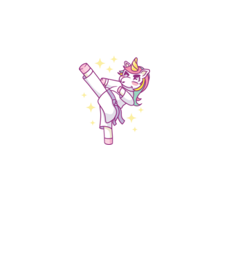 Karate unicorn model albastru regal pe tricou