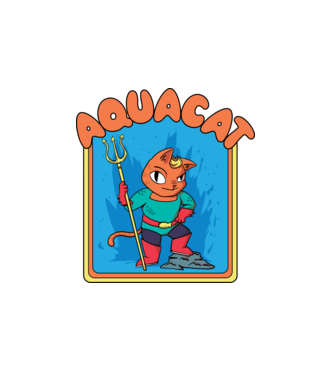 Aquacat model alb pe tricou