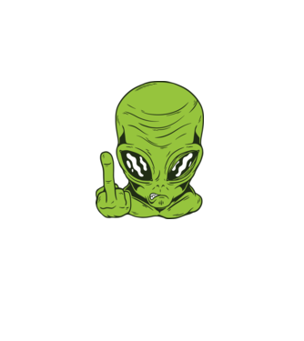 Alien arată degetul model negru pe tricou
