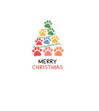 Merry Christmas Paws Alb model alb pe tricou