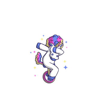 Unicorn pe monociclu model negru pe tricou