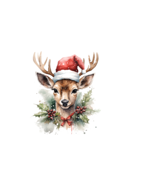 Festive Reindeer model alb pe tricou