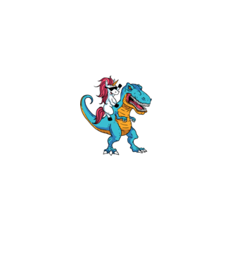 Unicorn cu dinozaur tricou amuzant model albastru jeanși pe tricou