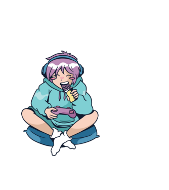 Anime Gamer Fată cu ciocolată model alb pe tricou